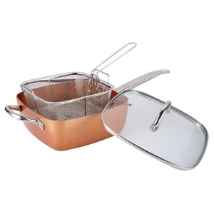 Olla de Cocina Cuadrada Multiusos de Cobre de 9.5 Pulgadas, Sartén Antiadherente de Cerámica, Juego de Utensilios de Cocina, Juego de <span class=keywords><strong>Ollas</strong></span> y Sartenes - Product Image 3