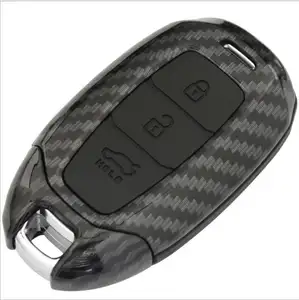 Carbon Fiber Key Fob Cover für 2017-2019 Hyundai Veloster Kona Azera 2019 Hyundai Santa FE i30 ix35 3 Buttons smart auto schlüssel