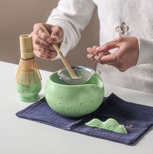 Ceramic <b>Set</b> 7-Piece 4-Piece <b>Matcha</b> Bowl Spout Japanese Style White Hon-Ri Chasen Stand for <b>Tea</b> - Product Image 2