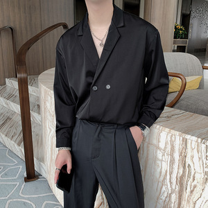 <span class=keywords><strong>Camicia</strong></span> Estiva Casual <span class=keywords><strong>a</strong></span> Tre Quarti di <span class=keywords><strong>Manica</strong></span> con Perline, Traspirante, Senza Bisogno di Stiratura, Doppiopetto, Stile Coreano Drappeggiato, da <span class=keywords><strong>Uomo</strong></span> e da Donna - Product Image 4