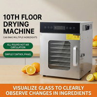 Déshydrateur alimentaire électrique 10 plateaux en acier inoxydable avec contrôle intelligent, minuterie numérique et séchage à air chaud, certifié CE, vente directe usine en gros