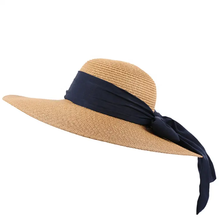 Chapeaux de plage à large bord pour femmes, chapeau de paille de soleil pour l'été