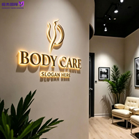 Enseigne lumineuse LED de luxe à lumière douce en acier inoxydable pour restaurant, café, salon, spa – Enseigne murale intérieure pour réception