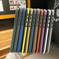 Étui de téléphone de luxe en patchwork coloré pour iPhone 15 14 13 12 16 17 Pro Max Plus, antidérapant, givré, translucide, magnétique