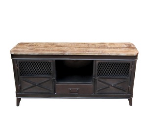 ห้องนั่งเล่นวินเทจเฟอร์นิเจอร์คอนโซลสื่อตู้ทีวีไม้จริงยืนพร้อมประตูยุ้งฉางเลื่อนเฟอร์นิเจอร์ห้องนั่งเล่น - Product Image 1