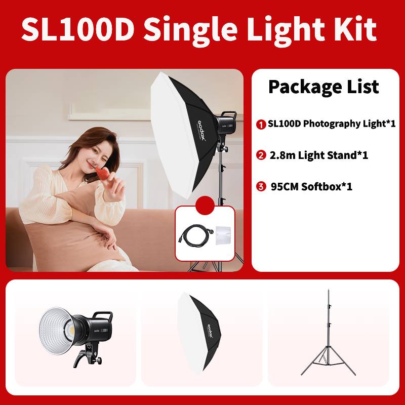 SL100D + boîte à lumière 95 cm + pied 2,8 m