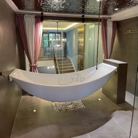 Baignoire hammock moderne autoportante en acrylique blanc pour intérieur, avec drain, idéale pour hôtel, appartement, villa, salle de bain