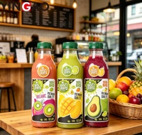 Autocollant découpé sur mesure en vinyle imperméable pour bouteille de jus de fruits biologiques, autocollants de qualité supérieure pour emballage alimentaire de smoothies frais