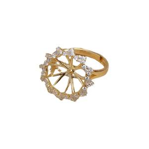 Support de bague réglable en argent S925, accessoire DIY, demi-produit 13-14, support en T pour pierre, JG5749, plaqué or, pour bijoux en perles - Product Image 5