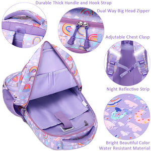 Set de Mochila Escolar Impermeable 3 en 1 de Gran Capacidad para Niñas con Diseño de Arcoíris, Incluye Lonchera y Estuche para Lápices para Estudiantes - Product Image 2