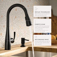 Robinet de cuisine monocommande MotionSense moderne et contemporain en acier inoxydable chromé, sans contact, avec douchette extractible en céramique à montage sur plan