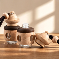 OEM ODM Flacon diffuseur de parfum pour voiture en verre vide de 5 ml, en bois creux, à suspendre, avec bouchon à vis, finition mate et logo personnalisé