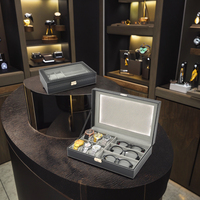 Présentoir à montres de luxe 6 + 3 emplacements en cuir PU Boîte de rangement pour lunettes de montre