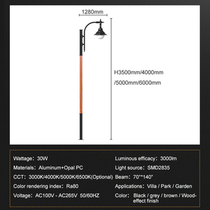 Lampe de jardin extérieure AC de haute qualité en aluminium opale <span class=keywords><strong>PC</strong></span> 30W, étanche IP65, 3000lm, à intensité variable, installation au sol, lumière LED - Product Image 3