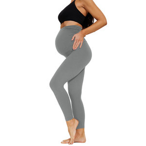 <span class=keywords><strong>Legging</strong></span> de <span class=keywords><strong>grossesse</strong></span> pour femme à taille haute, style fitness, sans poches, logo personnalisé, tricoté élastique respirant, couleur unie - Product Image 4