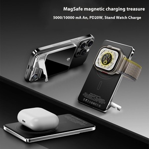 Nouvelle <span class=keywords><strong>batterie</strong></span> <span class=keywords><strong>externe</strong></span> magnétique ultra-fine PD 15W haute capacité 5000-10000mAh, charge sans fil Type-C, Li-Polymère, LED - Product Image 2