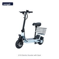 Trottinette électrique pliable pour adultes 350W 48V avec pneus larges de 15 pouces, selle et panier
