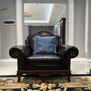 Ensemble de canapés en cuir européen 123 à combinaison libre, cadre en bois massif sculpté, adapté aux appartements et aux salons d'<span class=keywords><strong>hôtel</strong></span> - Product Image 5