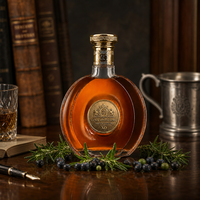 Bouteille en verre de luxe 700 ml en verre super flint vide pour brandy, whisky, spiritueux, liqueur, emballage personnalisé, vente en gros, OEM