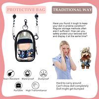 Poupée Labubu en PVC transparent et sac cadeau avec couleur personnalisée, figurine V3, présentoir, sangle en peluche, porte-clés à bandoulière