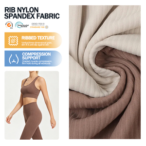 Soft Skin Friendly Microfiber Elastic Custom Color Four Way Stretch Rib Nylon Spandex Fabric for Yoga Activewear - Product Image 1