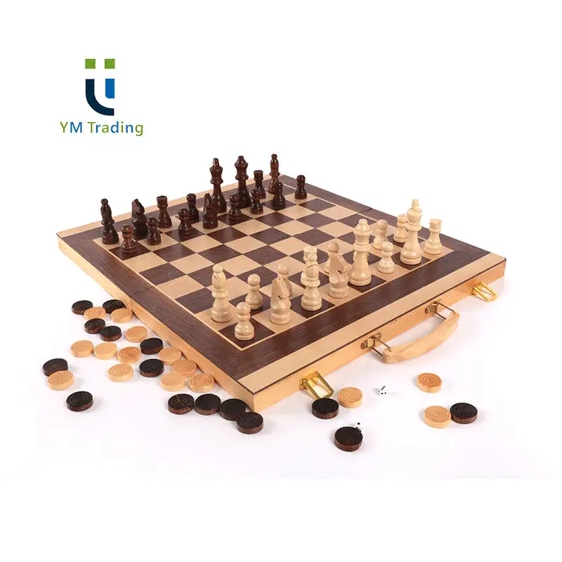 Jeu d'échecs en bois portable fait main OEM vente à chaud