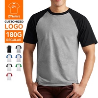 ZYtshirt Logo kustom cetak grosir 180GSM katun murni warna Panel blok kaus untuk pakaian kasual