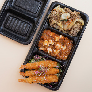 [Ecotainer] thân thiện với môi trường xốp PP 3 ngăn vuông bên món ăn trưa hộp mở rộng cao xách tay Trọng lượng nhẹ thực phẩm container - Product Image 1