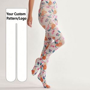 Large Flower Printed Custom logo Transparent Brown Skin Girls Trample <strong>Feet</strong> Teen in Photos Pantyhose - Product Image 1