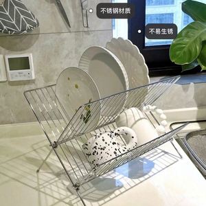 2 Tier Stainless Steel <b>Dish</b> Drying <b>Rack</b> With Drainer Plate Holder Plate <b>Rack</b> - Product Image 3