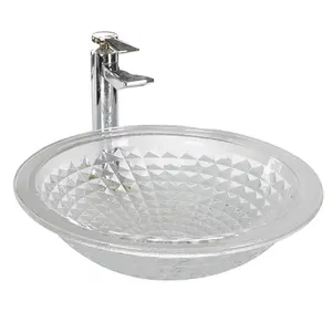 Round Modern Art Fancy Color Unbreakable Glass Dining Room Sinks Dining Room Wash Basin glass sink bathroom wash basin