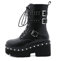 Chaussures de mode pour femmes CHENO, style punk gothique, bottes à talons hauts en cuir pour femmes, nouveau style
