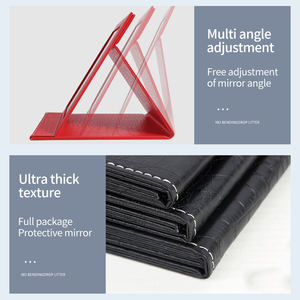 Miroir de maquillage de bureau pliable portable, design personnalisé, finition argentée, fonction grossissante, cadre en verre carré compact - Product Image 3