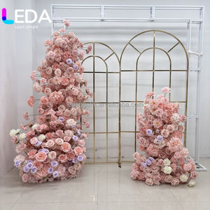 LEDA Arrangements de fleurs artificielles en soie rose personnalisés pour chemin de table de mariage et centres de table - Product Image 6