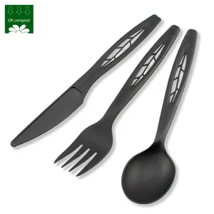 OEM Service Disposable CPLA Cutlery Knife Fork Spoon Compostable plastic Flatware Biodegradable Utensils Set