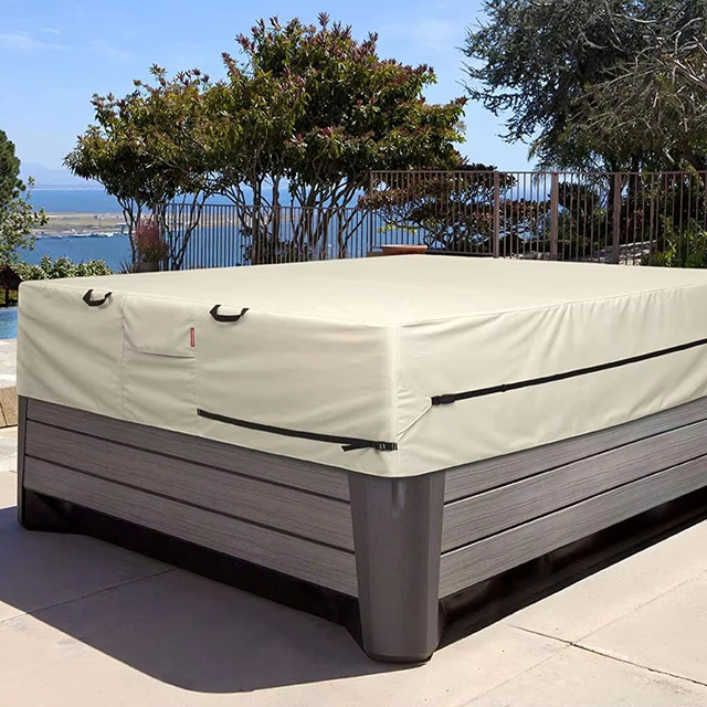 Outdoor Hot Tub Cover Weatherproof and Waterproof Protector with Heavy Duty Oxford Fabric and Strength Square Spa Covers