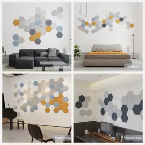 12 Pack Self-adhesive Hexagon Polyester Fiber Sound-absorbing Panel Hexagon PET Felt Sound Proof Wall Panels Acoustic Panels