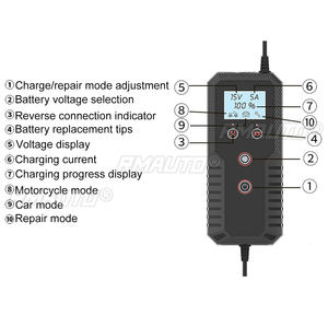 Chargeur de batterie intelligent 12V/24V 10A pour voiture et moto, réparation automatique de la batterie, charge intelligente, affichage numérique LCD - Product Image 5