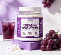 Créatine Monohydrate en Poudre OEM 300g Haute Pureté Supplément Adulte Croissance Musculaire Énergie Soutien Immunitaire Sans Arôme Facile à Dosser 5g par Jour