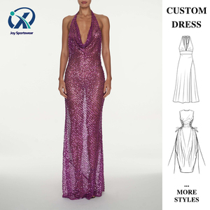 Fabricante De Vestidos Personalizados Elegante Glitter Backless Beach Dresses Casual Vestidos das Mulheres - Product Image 1