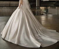 Nouvelle Arrivée 2026 Robe de Mariée Moderne en Satin Sans Bretelles, Élégante Robe de Mariée Vintage Française avec Traîne Chapelle, Robe de Soirée Formelle
