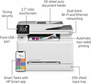 Imprimante laser tout-en-un sans fil pour imprimantes <span class=keywords><strong>HP</strong></span> <span class=keywords><strong>Color</strong></span> <span class=keywords><strong>LaserJet</strong></span> <span class=keywords><strong>Pro</strong></span> <span class=keywords><strong>M283fdw</strong></span>, impression mobile à distance, numérisation, imprimante A4 - Product Image 4