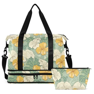 Hawaii Flowers Print Waterproof Dry Wet Separation Fitness Duffel Bag Gym Travel Hiking Sports Duffel <b>Backpack</b> - Product Image 2