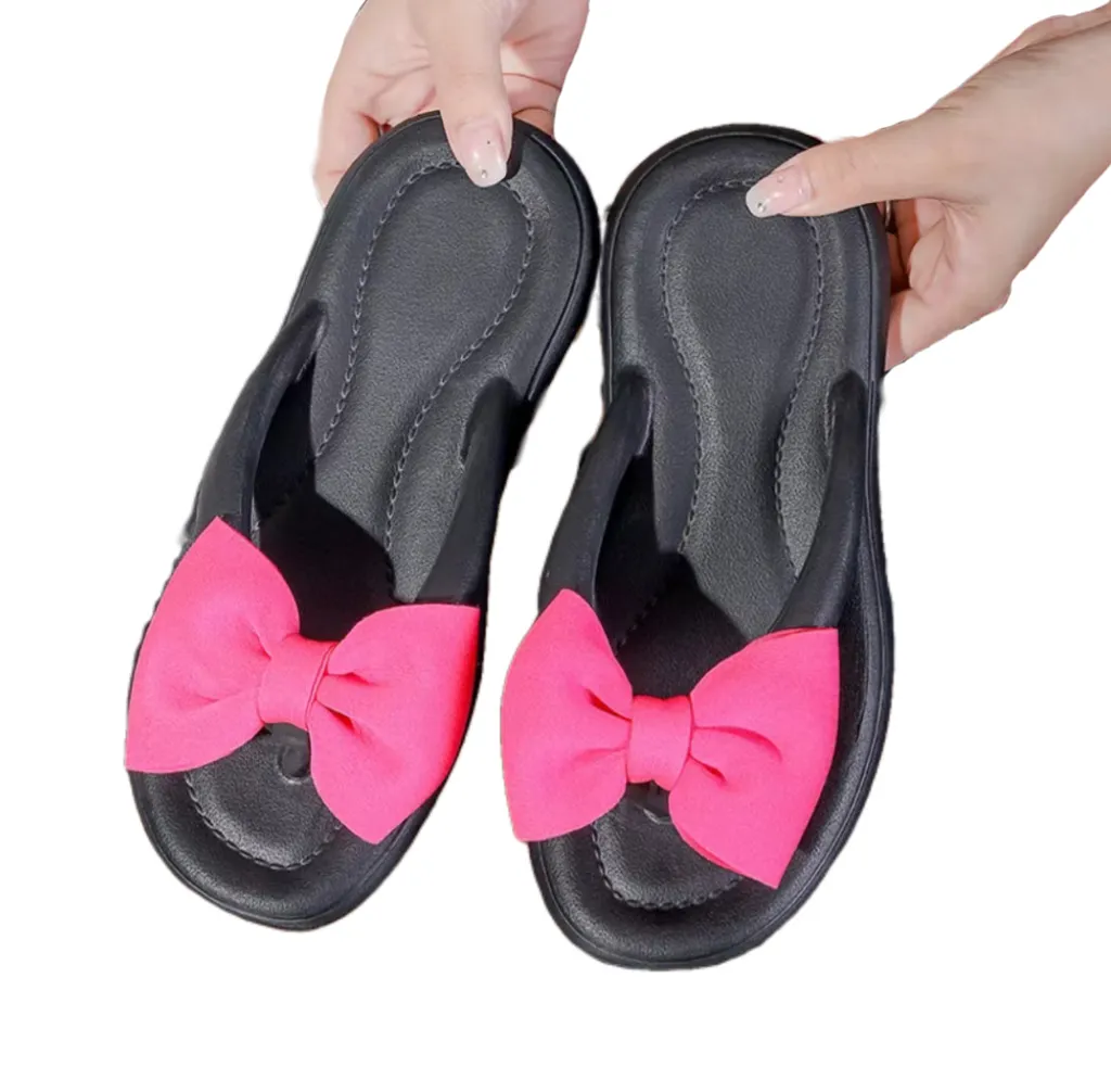 Phosphor Bow Slipper Casual Eva Shoes Women's Slippers Beach Customized Flip-flops Fashion Women Summer Sandals 1 Pair/opp Bag