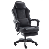 Chaise de bureau gaming à dossier haut avec support lombaire, pivotante en cuir PU, design moderne, accoudoirs, réglage de hauteur à 3 niveaux par vérin à gaz