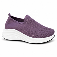 2026 Baskets Chaussette Femme Personnalisées Strass Flyknit Compensé Slip On Semelle PVC Légère Marche Décontractée