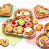 Boîte à biscuits en plastique doré en forme de cœur, écologique, avec couvercle en PET transparent pour l'emballage de desserts, la Saint-Valentin, la boulangerie, la confiserie