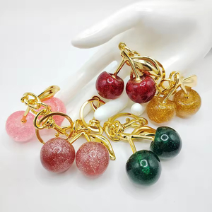 Best Sale Exquisite Crystal Cherry Charm Pendant Keychain Durable and Portable