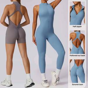 Mono deportivo de gimnasio para mujer con cremallera, ropa deportiva, mono de yoga, mono de una pieza para entrenamiento - Product Image 2
