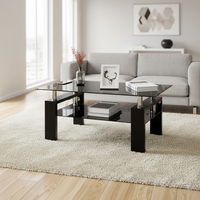 Table basse moderne en verre trempé transparent de 8 mm d'épaisseur, disponible en blanc et noir, tables carrées pour le salon, meubles de salon